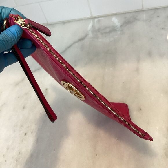 Michael Kors Pebbled Leather Clutch with Metallic Logo Wristlet - Picture 10 of 14